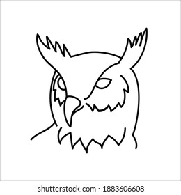 Diseño del icono del búho de águila animal. Vector, imagen de clip, ilustración, diseño de icono de línea.
