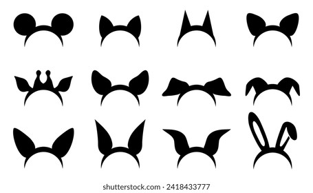 Animal ears mask set, beasts head masks, wild and domestic animals head for party masquerade, mouse, cat, dog, wolf, hare, koala, raccoon, deer, bull, rhinoceros, lion and more