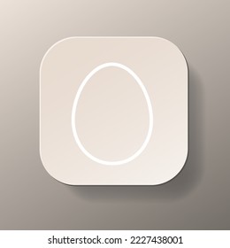 Animal egg square button, white outline icon on the white color plate. Healthy nutrition concept. Flat symbol sign vector illustration isolated on a gray background