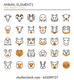 Animal Elements , Thin Line and Pixel Perfect Icons