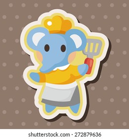 animal elephant chef cartoon theme elements
