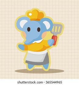 Animal Elephant Chef Cartoon Theme Elements