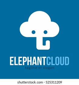 ANIMAL ELEPHANT CLOUD LOGO ICON SYMBOL EMBLEM TEMPLATE