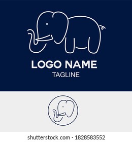 Vector del logotipo de la cabeza del elefante animal. Concepto de símbolo de poder del conocimiento educativo