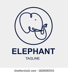 Vector del logotipo de la cabeza del elefante animal. Concepto de símbolo de poder del conocimiento educativo