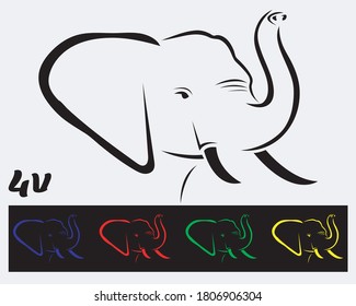 animal elephant logo icon symbol emblem template, vector black and white graphic illustration of a stylized elephant head.