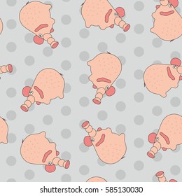 animal elephant pink vector gray background speckled dot seamless pattern