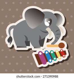 animal elephant playing instrument cartoon theme elements
