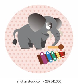 animal elephant playing instrument cartoon theme elements