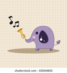 animal elephant playing instrument cartoon theme elements