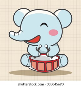 animal elephant playing instrument cartoon theme elements