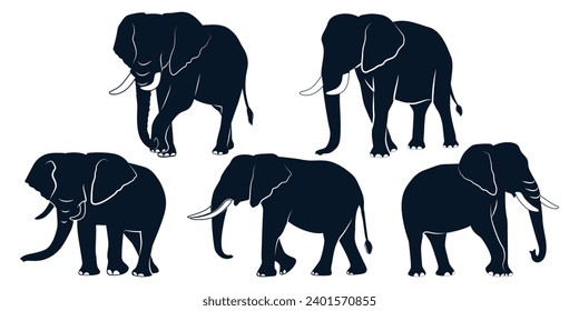 Animal Elephant silhouettes vector art