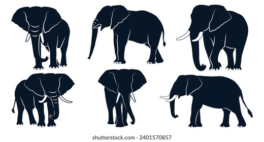 Animal Elephant silhouettes vector art