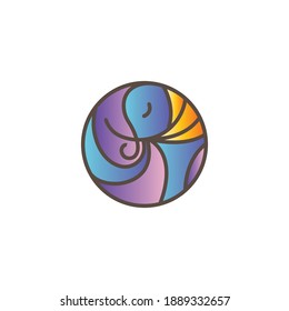diseño de plantilla de diseño de contorno vectorial de elefante animal diseño de degradado vectorial