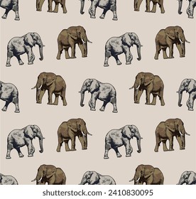 animal elephant vector seamless pattern