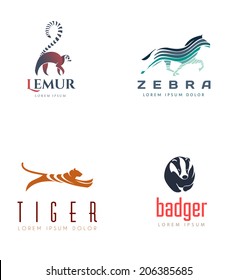 Animal Emblem Collection. Isolated On White Background - Vector Illustration, Logo Design Elements.