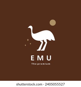 animal emu natural logo vector icon silhouette retro hipster