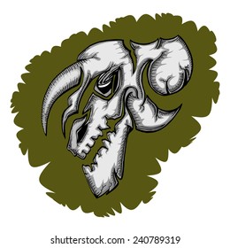 animal evil skull hand draw with black outline