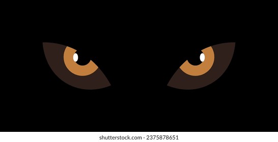 Animal eye brown icon vector party cartoon dark poster. Happy halloween cat eye poster face silhouette sign