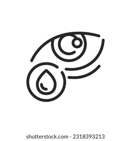 Animal Eye Care Icon. Vector Outline Editable Sign of Ophthalmology and Pet Vision Health, Eye Drop Application.