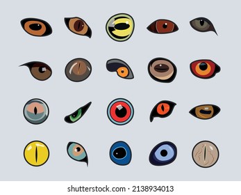 colección de iconos del vector del vector de los ojos de los animales para emoji de los medios sociales y otros fines 