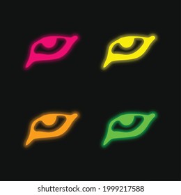 Animal Eye four color glowing neon vector icon