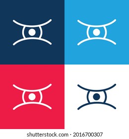 Forma de ojo animal azul y rojo cuatro colores conjunto de iconos mínimo