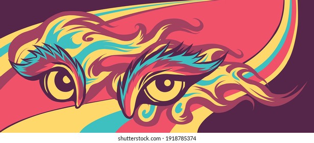 Animal Eye Vector Illustration in colored background