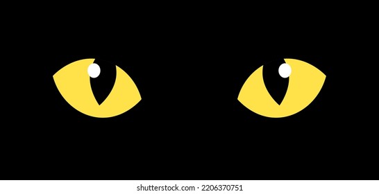 Animal eye yellow icon vector party cartoon dark poster. Happy halloween cat eye poster face silhouette sign