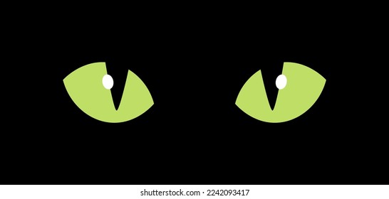 Animal eye yellow icon vector party cartoon dark poster. Happy halloween cat eye poster face silhouette sign