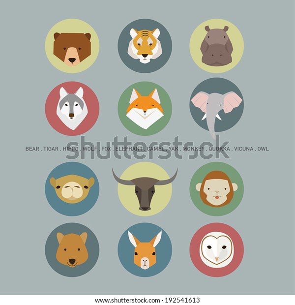 Animal Face Stock Vector (Royalty Free) 192541613 | Shutterstock