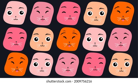 Animal Face Background, Animal Face Pattern, Animal Face Cartoon, Perfect for wallpaper, Wrapping Paper, Etc.