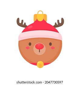 animal face christmas ball wearing a red woolen hat for decoration on Christmas