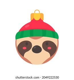 animal face christmas ball wearing a red woolen hat for decoration on Christmas