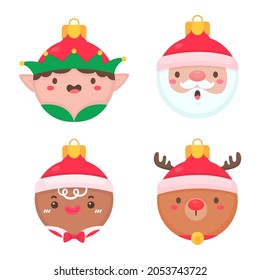 animal face christmas ball wearing a red woolen hat for decoration on Christmas