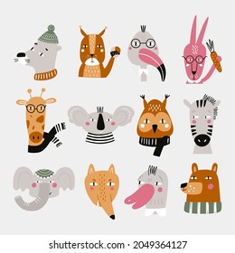 Animal face clipart. These illustrations are suitable for, print, sublimation, T- shirt, postcard, printable, stationery and so much more.