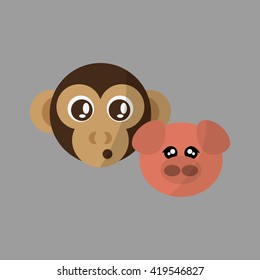 Animal face design. cartoon icon. vector illustration