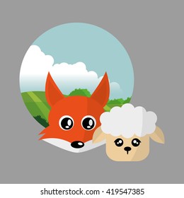 Animal face design. cartoon icon. vector illustration
