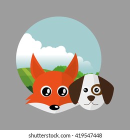 Animal face design. cartoon icon. vector illustration