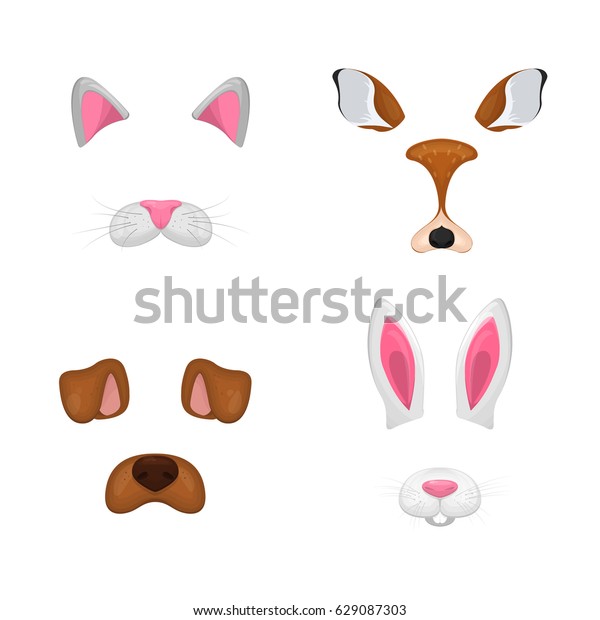 Animal Face Elements Set Vector Illustration のベクター画像素材 ロイヤリティフリー