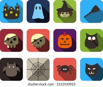 Animal face flat design icon set
