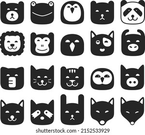 Animal face flat icon, like lion, dog, bear. Vector