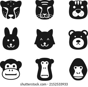 Icono plano de cara animal, vector