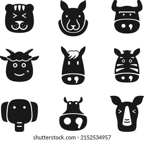 Animal face flat icon,  Vector