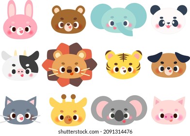 Animal face icon illustration set