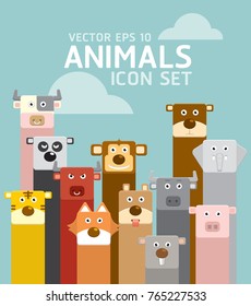 animal face icon set