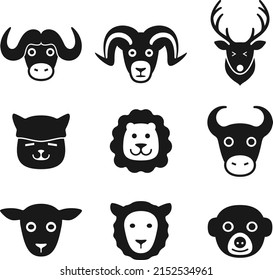 serie de iconos de cara animal