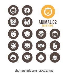 Animal face icons. Vector illustration.