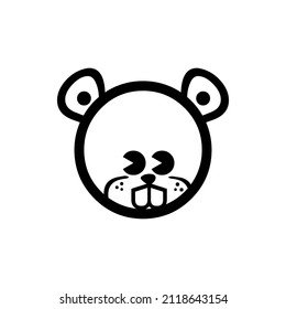 ilustración de la cara animal de dos dientes. cara animal.