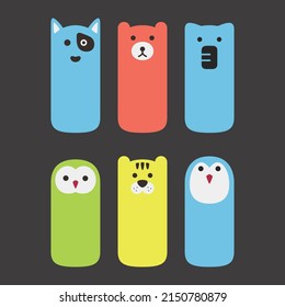 Animal face label icon design set
